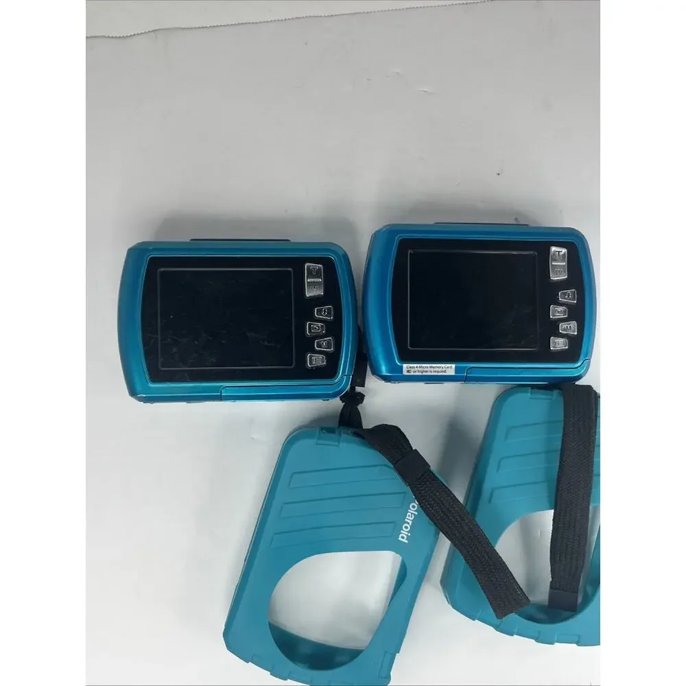 2 Polaroid ISO48 HS 16MP 4x Zoom Digital Cameras Tested Waterproof With Cases